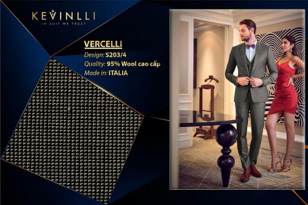 S203/4 Vercelli CVM - Vải Suit 95% Wool - Xám Trơn